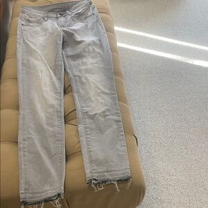 Articles Of Society Light Grey Frayed Hem Straight-Leg Jeans